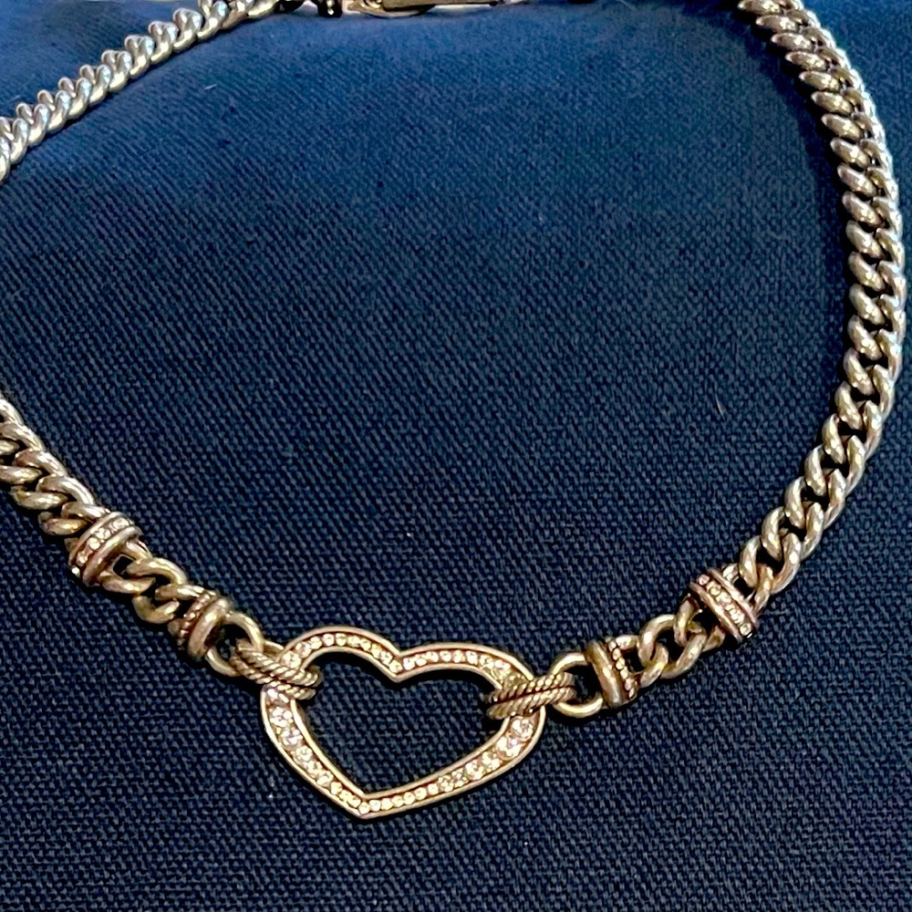 Silver and rhinestone Brighton heart necklace